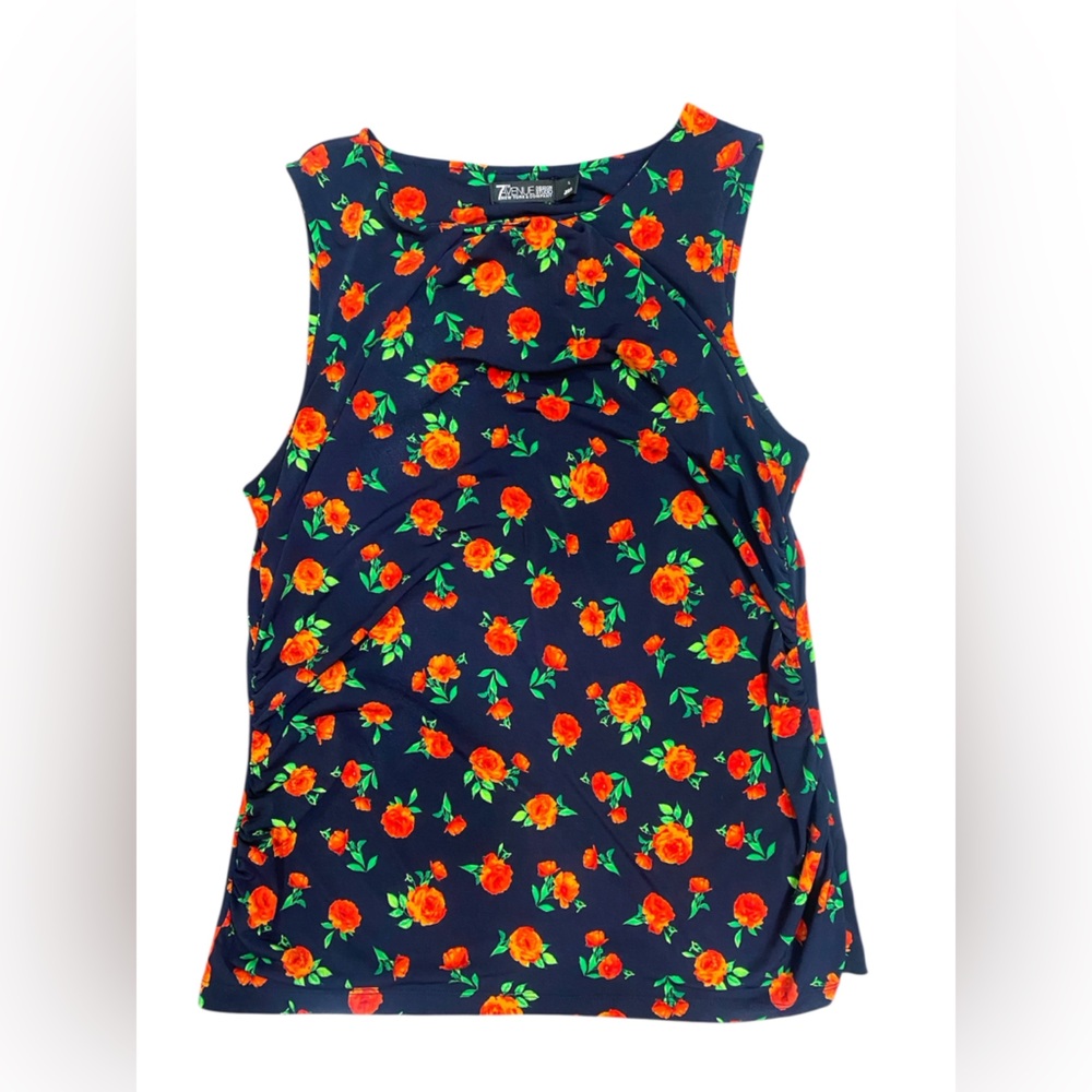 7th Avenue NY & Co Design Studio Size L Floral Blouse Sleeveless Women's Top